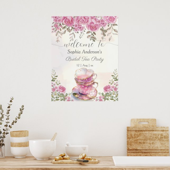 Party Wasserfarbe Tee Blush Brautparty Poster (Küche)