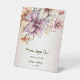 Party Watercolor Boho Rosa Blume Elegant Sockelschild