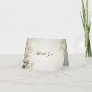Party Watercolor Golden Eucalyptus Foliage Shiny Dankeskarte