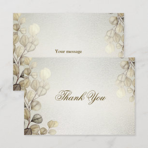 Party Watercolor Golden Eucalyptus Foliage Shiny Dankeskarte