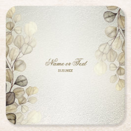 Party Watercolor Golden Eucalyptus Foliage Shiny Rechteckiger Pappuntersetzer