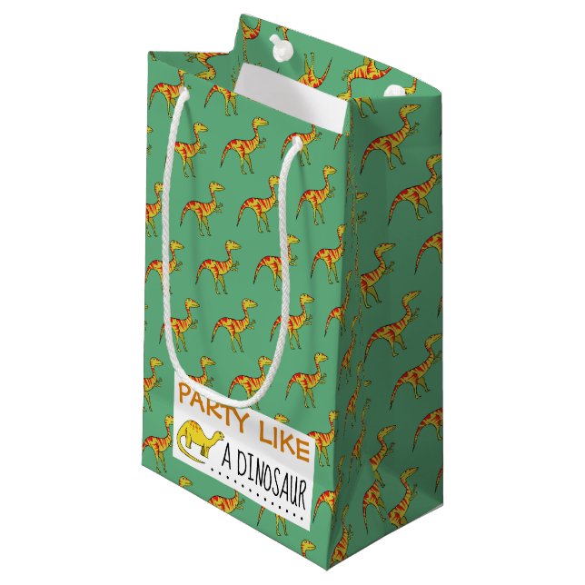 Party wie ein Dinosaurier Gefallen/Geschenktasche Kleine Geschenktüte (Vorderseite Schrägansicht)