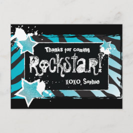 Party wie ein Rockstar - Blau Danke Post Card Postkarte