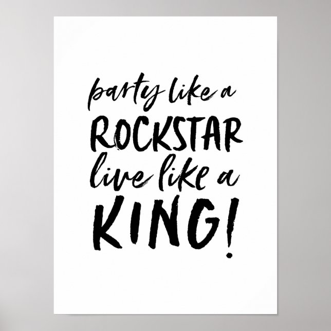 Party wie ein Rockstar, der Typografie inspiriere Poster (Vorne)