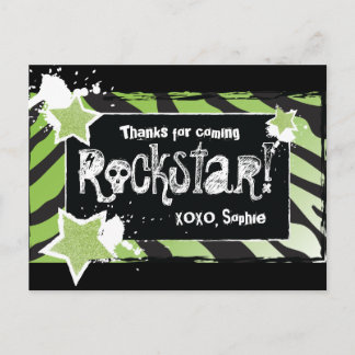 Party wie ein Rockstar - grün Danke, Post Card Postkarte