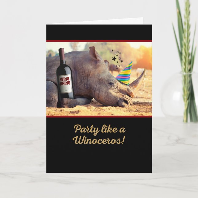 Party wie ein Winoceros Geburtstag Karte (Vorderseite)