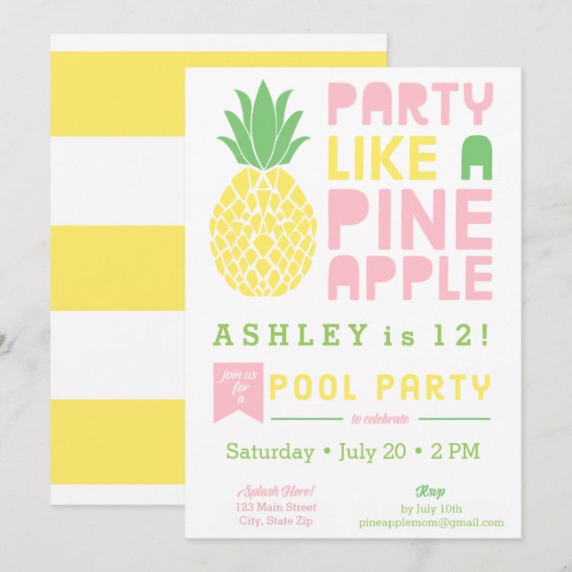Party wie eine Ananas-Einladung Einladung (Vorne/Hinten)