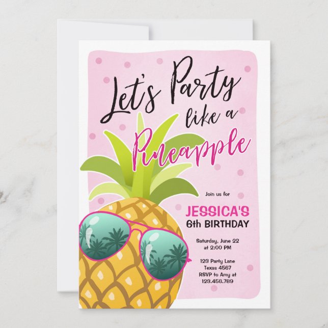 Party wie eine Ananas Geburtstagseinladung Tropic Einladung (Vorderseite)