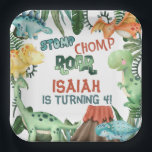 Party wie eine Dinosaurier Geburtstagsparty Pappteller<br><div class="desc">Stomp, Chomp, RoarParty Wie ein Dinosaurier!
Dinosaur Geburtstagsparty Plate, </div>