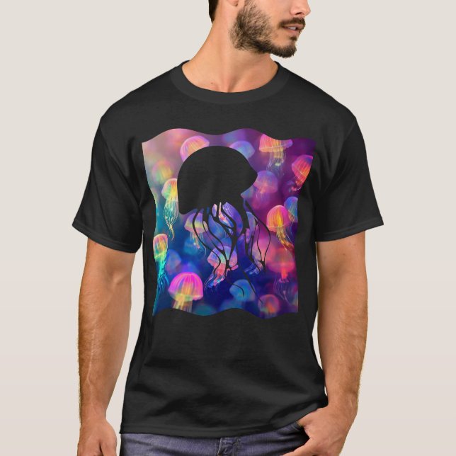 Party wie eine Qualle Silhouette Custom Men's T-Shirt (Vorderseite)