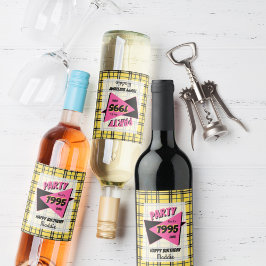 Party, wie es der karierte Geburtstag der 90er Jah Weinetikett