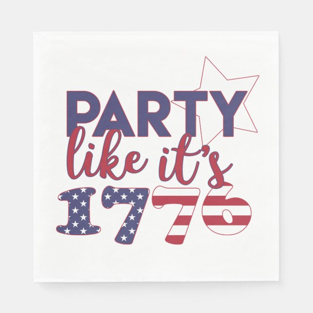Party wie es ist 1776 - Amerikanische Flag Typogra Serviette (Vorderseite)