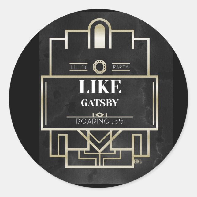 Party wie Gatsby-Sticker Runder Aufkleber (Vorderseite)