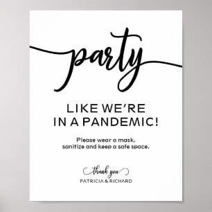 Party wie wir in einem pandemischen, lustigen Zeic Poster
