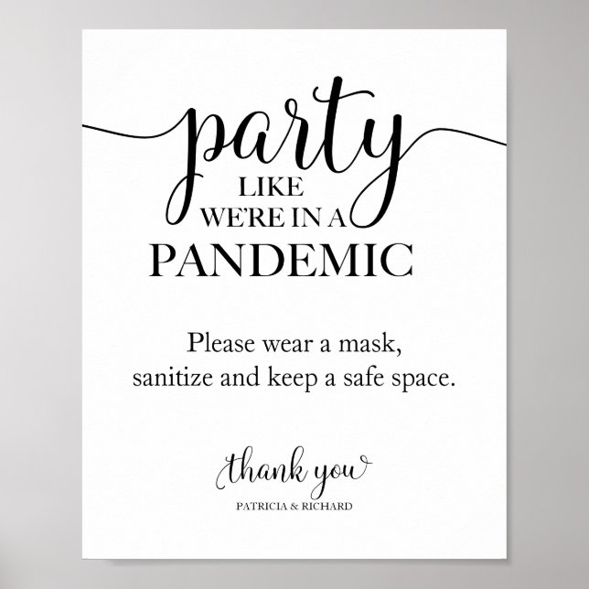 Party wie wir in einem pandemischen, lustigen Zeic Poster (Vorne)