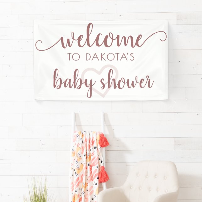 Party Willkommen | Mauve Pink Herz individuell ang Banner (Insitu)