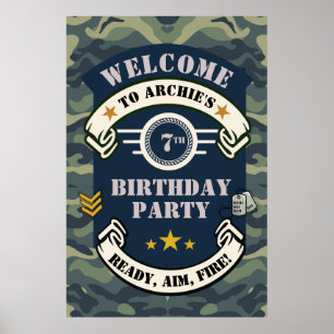 Party-Zeichen der Armee, Willkommensschild in Camo Poster