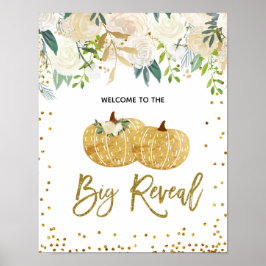 Party-Zeichen für Gold und Weiß Pumpkin Poster