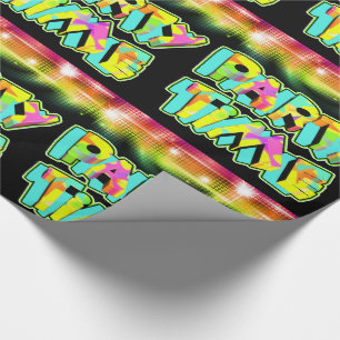 Party-Zeit-Neon färbt Disco-Ball-Lichter Geschenkpapier