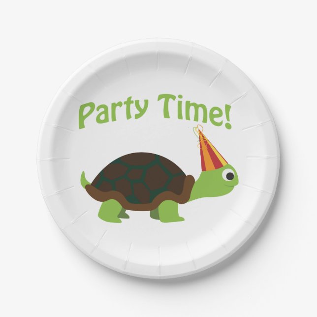 Party Zeit! Schildkröte Pappteller (Vorderseite)