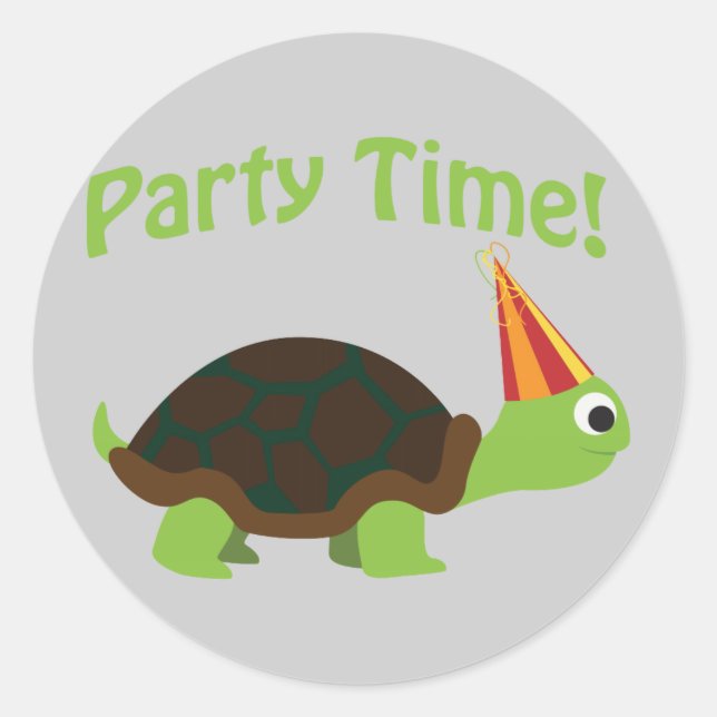 Party Zeit! Schildkröte Runder Aufkleber (Vorderseite)