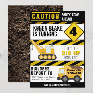 Party-Zone-Bau Truck Einladung