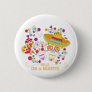 Party Zuckerkulturen und Blume Button
