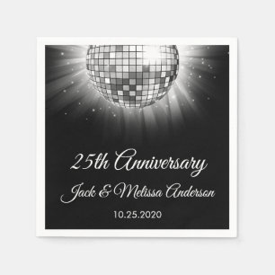 Party zum 25. Geburtstag der Hochzeit Silver Disco Serviette