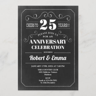 Party zum 25. Hochzeitstag - Chalkboard Einladung