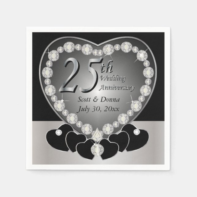 Party zum 25. Mal zum Hochzeitstag Serviette (Vorderseite)