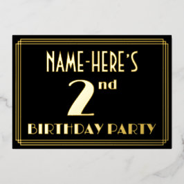 Party zum 2. Geburtstag: Art Deco Look "2", w/ Nam Folieneinladung