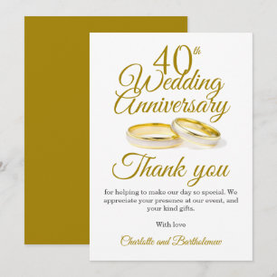 Party zum 40. Hochzeitstag Dankeskarte