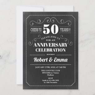 Party zum 50. Hochzeitstag - Chalkboard Einladung