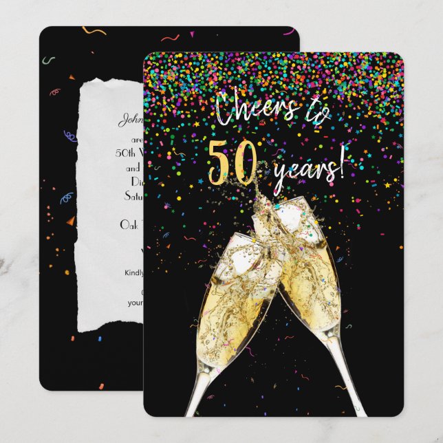 Party zum 50. Hochzeitstag Einladung (Vorne/Hinten)