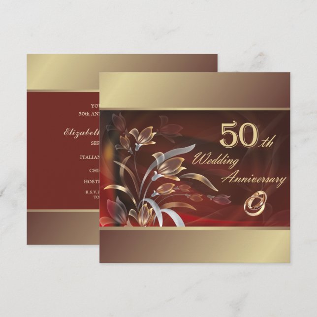 Party zum 50. Hochzeitstag Einladung (Vorne/Hinten)