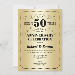 Party zum 50. Hochzeitstag - Gold Black Einladung