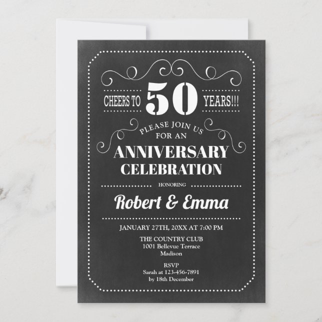 Party zum 50. Hochzeitstag - Halbpension Einladung (Vorderseite)