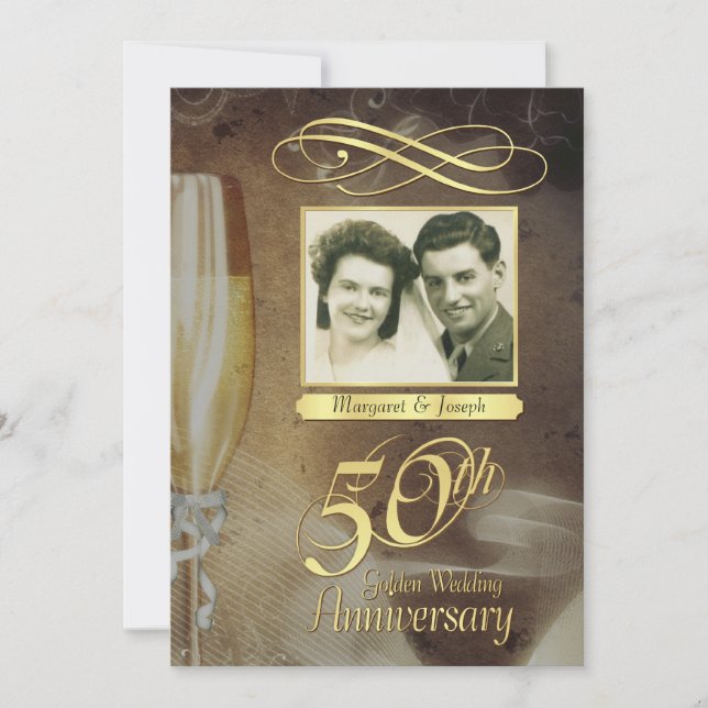 Party zum 50. Jubiläum Vintage Foto Einladungen (Vorderseite)