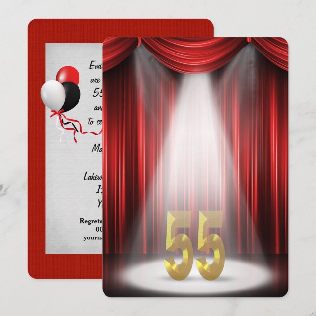 Party zum 55. Hochzeitstag Einladung (Vorne/Hinten)