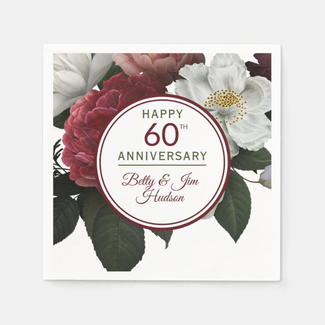 Party zum 60. Jubiläum - Papiercocktail Napkins Serviette (Vorderseite)