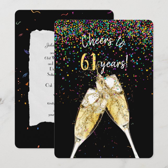 Party zum 61. Hochzeitstag Einladung (Vorne/Hinten)