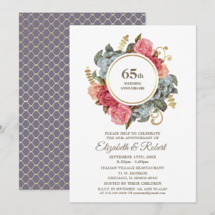 Party zum 65. Hochzeitstag Vintag Einladung