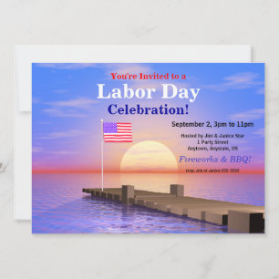 Party zum Arbeitstag - US-Flagge auf dem Dock Einladung
