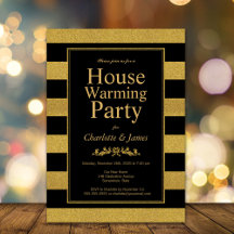 Party zum Aufwärmen der Häuser in Schwarz und Gold