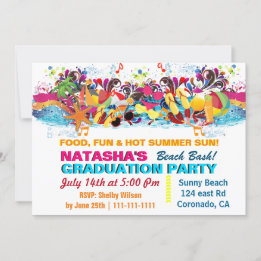Party zum bunten Spaß Sommer Beach Graduation Einladung