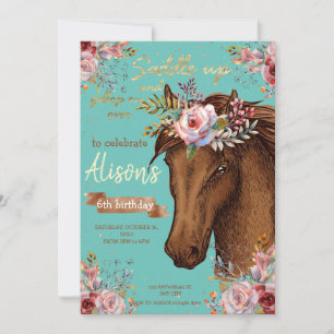 Party zum Geburtstag eines Aquarellpferdes Einladung