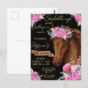 Party zum Geburtstag eines Aquarellpferdes Postkarte