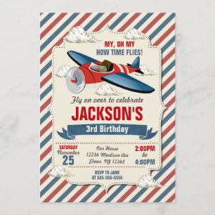 Party zum Geburtstag von Flugzeugen / Zeitfliegen Einladung