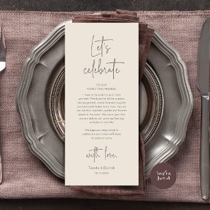 Party zum Hochzeitsplatz zum Abendessen dank Karte