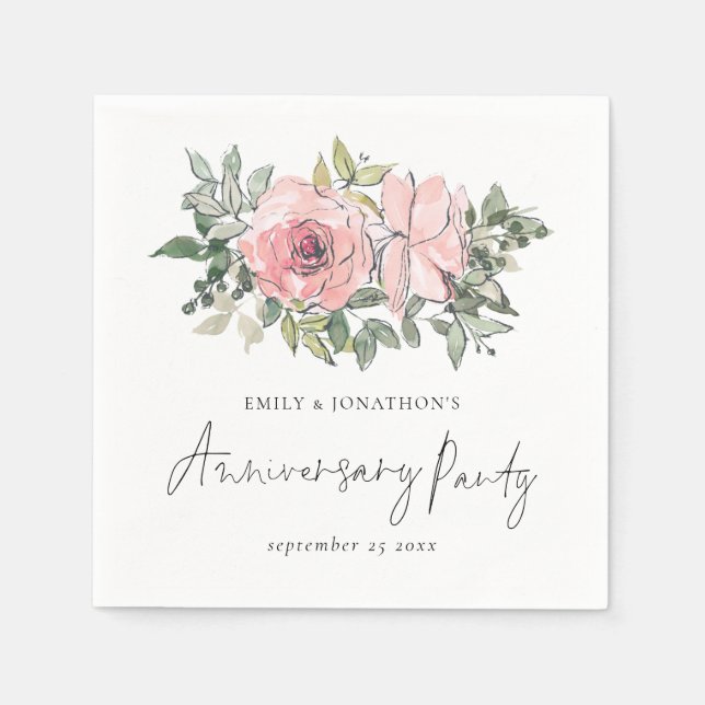 Party zum Jubiläum der Floraler Moderne Rosa Serviette (Vorderseite)